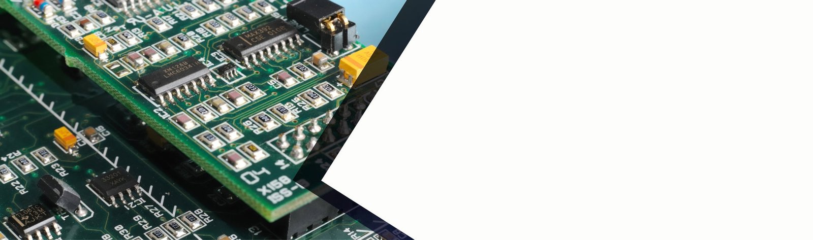 Close-up of a populated SMT circuit board